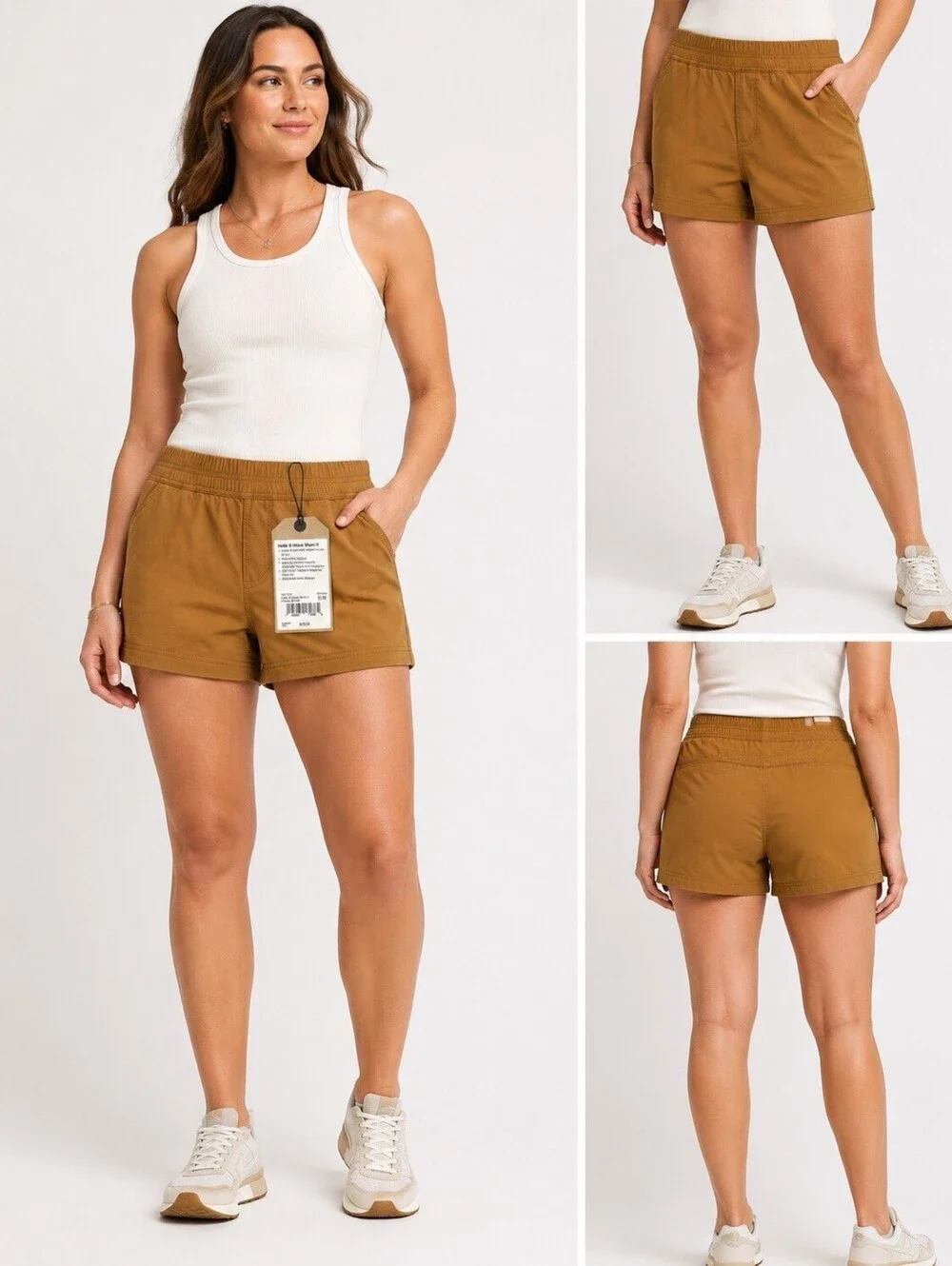 prAna Halle E-Waist Short II Womens 12 Bronze 3” Hiking Travel NWT $75